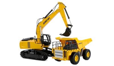 Amewi 22710 2-in-1 Set Kipper & Kettenbagger 1:24 Elektro RC functiemodel voor beginners RTR Met lichteffect