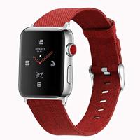 By Qubix - Canvas nylon bandje - Rood - Compatible met Apple Watch 44mm / 45mm / 46mm / 49mm - Compatible Apple watch bandjes - thumbnail