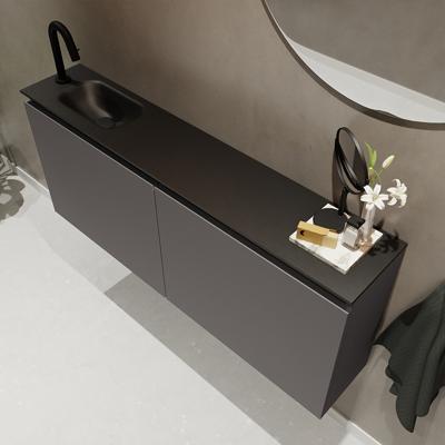 MONDIAZ TURE 120cm toiletmeubel dark grey. EDEN wastafel urban links 1 kraangat