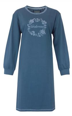 TTenderness tricot dames nachthemd lange mouw - Blue Flower