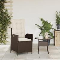 Tuinstoel verstelbaar met kussens poly rattan bruin - thumbnail