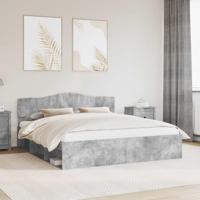 Bedframe met hoofdeinde Beton 180 x 200 cm Massief grenenhout - thumbnail