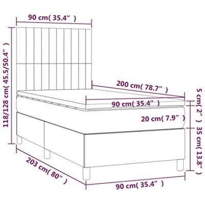 Boxspring met matras en LED fluweel donkergroen 90x200 cm