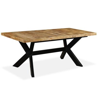 Eettafel 180 cm massief mangohout en stalen kruis