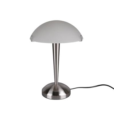 LED Tafellamp E14 - Mat Nikkel Metaal - Wit Glas Design