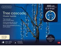 Lumineo Kerstverlichting Led Cascade zwart 200cm 480led Warm wit - thumbnail