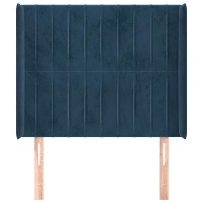 Hoofdbord met randen 147x16x118/128 cm fluweel donkerblauw
