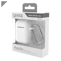 Airpods hoes van GEAR4 Apollo, beschermhoes van lichte silicone Airpods 1 en 2 hoes met aangebrachte clip, wit - thumbnail