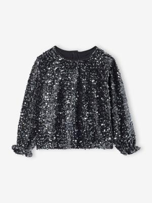 Blouse voor meisjes met pailletten voor kerst zilver