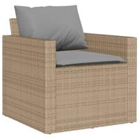 4-delige Loungeset met kussens poly rattan beige - thumbnail