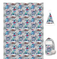 Stitch fleece plaid met kerstmuts set 100 x 140 cm - polyester - thumbnail