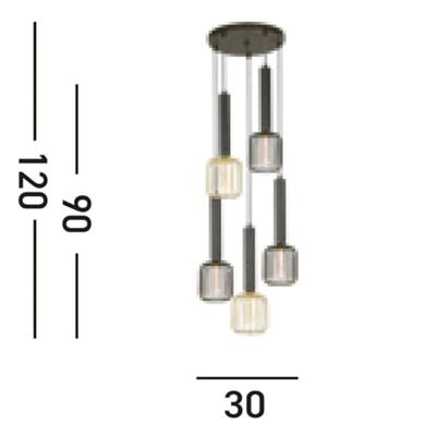 Searchlight Vide hanglampDulwich Ø 30cm - 35721-5BK