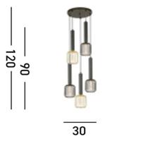 Searchlight Vide hanglampDulwich Ø 30cm - 35721-5BK - thumbnail