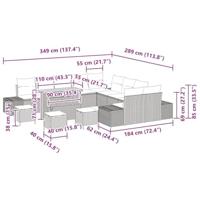 Tuinbankenset met kussen 14 pcs Grijs poly rattan - thumbnail