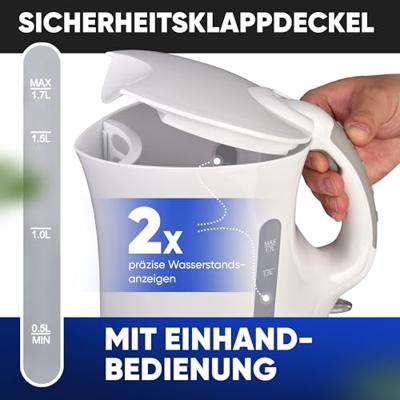 Clatronic WK 3819 W Waterkoker Snoerloos Aantal/Volume: 1.7 l Wit - thumbnail