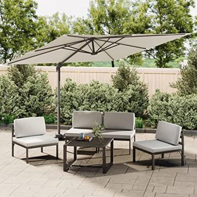 VidaXL Zweefparasol met led-verlichting 400x300 cm zandwit