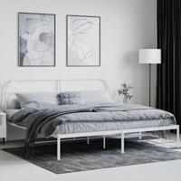 Bedframe met hoofdbord metaal wit 193x203 cm - thumbnail
