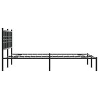 Bedframe met hoofdbord metaal zwart 135x190 cm - thumbnail