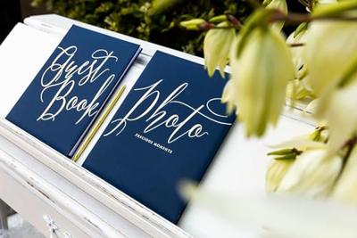 Gastenboek Chique Navy Blauw 20x24,5cm