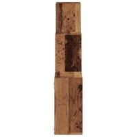 Wandplanken kubus 68x15x68 cm bewerkt hout oud houtkleurig - thumbnail