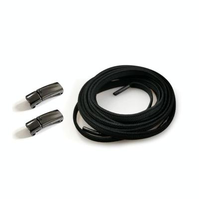 4 Sets SLK28 Metalen magnetische gesp Elastische gratis gebonden veters stijl: zwarte magnetische gesp + zwarte schoenveters