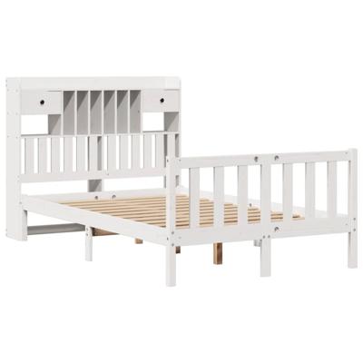 Bed met boekenkast zonder matras grenenhout wit 135x190 cm - thumbnail