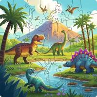 Dinosaurussen - houten puzzel van 44 stukjes - thumbnail