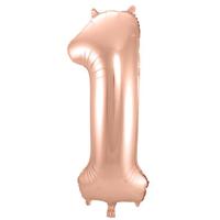 Rosé Goudkleurige Cijferballon cijfer 1 - 86cm - thumbnail
