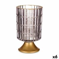 Led-lantaarn Grijs Gouden Glas 10,7 x 18 x 10,7 cm (6 Stuks) - thumbnail