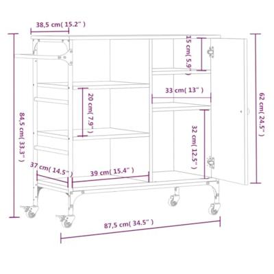 Keukentrolley 87,5x38,5x84,5 cm bewerkt hout gerookt eikenkleur