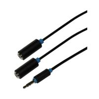 Stereo Audiokabel 3.5 mm Male - 2x 3.5 mm Female 0.20 m Blauw - thumbnail
