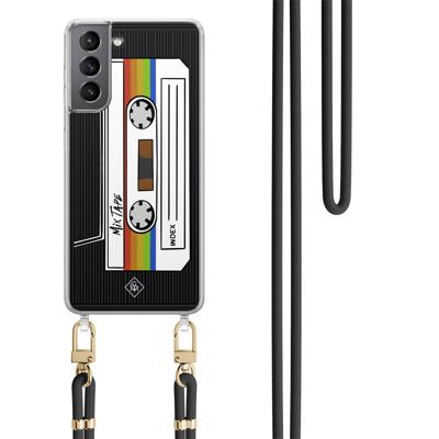 Samsung Galaxy S21 hoesje met zwart koord - Cassette mixtape