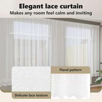 VidaXL Kantgordijn met gordijnen bloemen wit 240 x 600 cm polyester - thumbnail