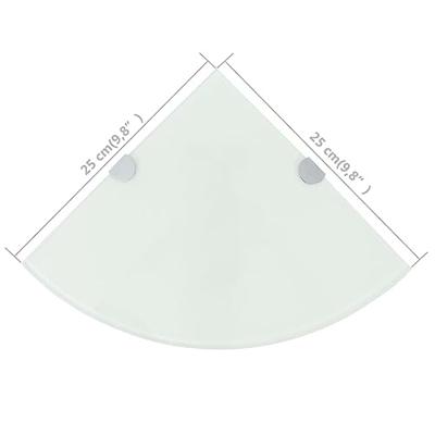 Hoekschap met chromen dragers 25x25 cm glas wit