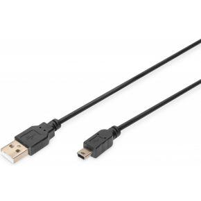 Digitus AK-300130-018-S USB-kabel USB 2.0 USB-A stekker, USB-mini-B stekker 1.80 m Zwart Rond, Afgeschermd (dubbel) Digitus AK-300130-018-S USB-kabel USB 2.0 USB-A stekker, USB-mini-B stekker 1.80 m Zwart Rond, Afgeschermd (dubbel)