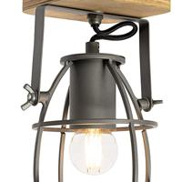 QAZQA Industriële spot donkergrijs met hout verstelbaar - Arthur - thumbnail