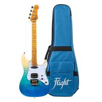 Flight Rock Series Pathfinder Tenor Transparent Blue elektrische solid body ukelele met gigbag - thumbnail