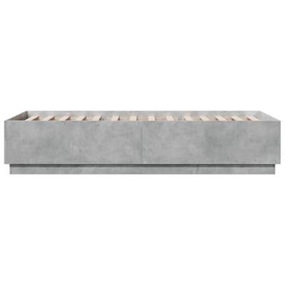 Bedframe met LED-verlichting bewerkt hout betongrijs 100x200 cm