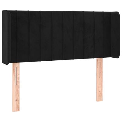 Hoofdbord met randen 147x16x118/128 cm fluweel zwart