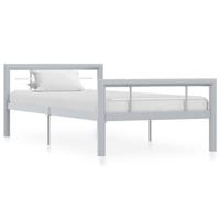 Bedframe metaal grijs en wit 90x200 cm - thumbnail