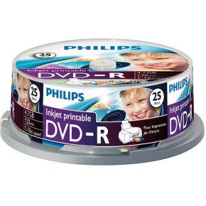 Philips DVD-R High-speed bedrukbaar (4.7 GB /120 minuten video, 1-16x snelheid, 25 stuks Spindel, White Inkjet Printable)