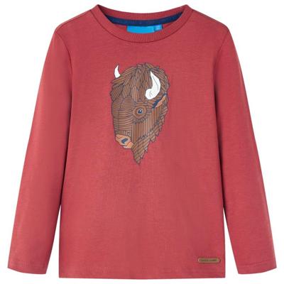 Kindershirt met lange mouwen runderprint 104 roodbruin Kindershirt met lange mouwen runderprint 104 roodbruin