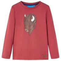 Kindershirt met lange mouwen runderprint 104 roodbruin - thumbnail