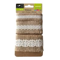 Vaessen Creative • assortiment juten band/kant naturel/ivoor 3pcs 1m - thumbnail