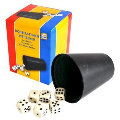 Dobbelbeker + stenen in doosje
