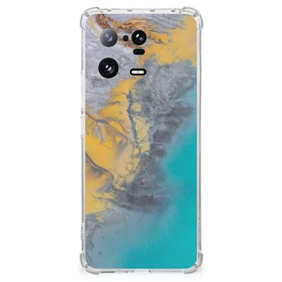 Xiaomi 13 Pro Anti-Shock Hoesje Marble Blue Gold Xiaomi 13 Pro Anti-Shock Hoesje Marble Blue Gold