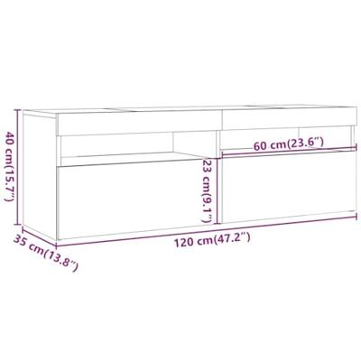 Tv-meubel met LED 120x35x40 cm bewerkt hout oud hout