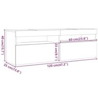 Tv-meubel met LED 120x35x40 cm bewerkt hout oud hout - thumbnail