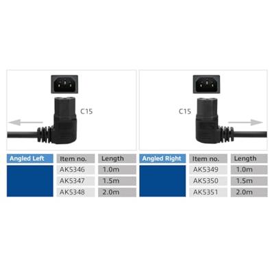 ACT Netsnoer CEE 7/7 male (haaks) - C15 (haaks rechts) IEC60320 zwart 1 m - thumbnail