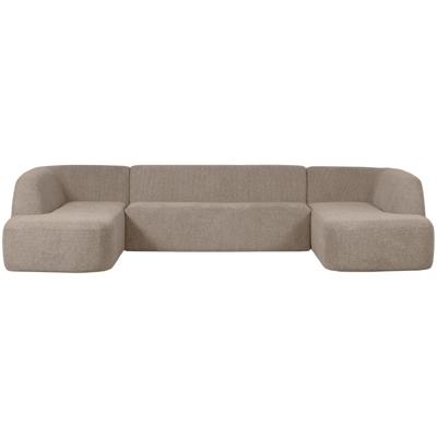 WOOOD Lounge U-Bank 'Sloping' Chenille, kleur Naturel